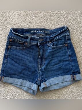 American Eagle Outfitters Blue Rolled Cuff Denim Shorts